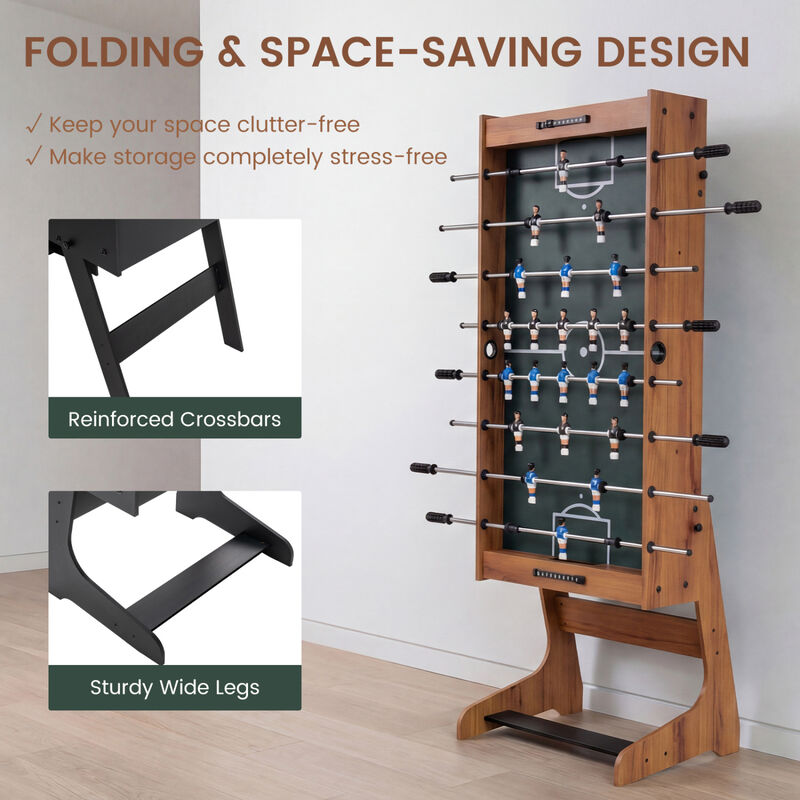Folding Soccer Foosball Table for Family Game Room and Home Entertainment image number 5