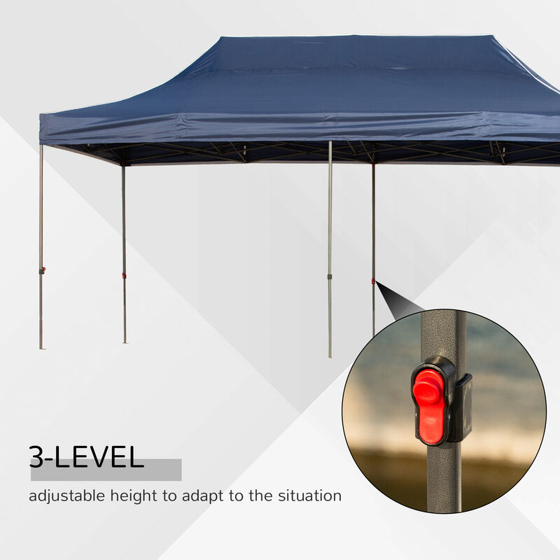 Outsunny 10' x 20' Pop Up Canopy Tent with Sidewalls & Doors, Instant Tents for Parties with Wheeled Carry Bag, Height Adjustable, for Outdoor, Garden, Patio, Blue