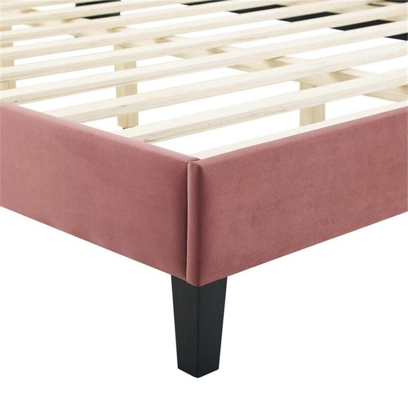Modway Current Modern Performance Velvet Queen Platform Bed in Dusty Rose Pink image number 6