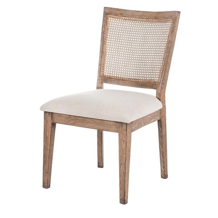 Mary Dining Side Chair Set of 2, White, Classic Natural Elm Wood