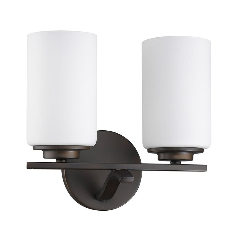 Hivvago Two Light Bronze and Glass Wall Sconce