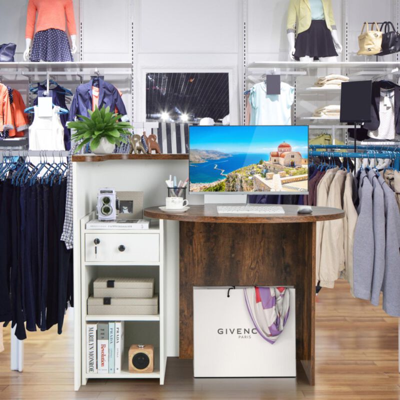 Hivvago Reception Office Desk with Open Shelf and Lockable Drawer