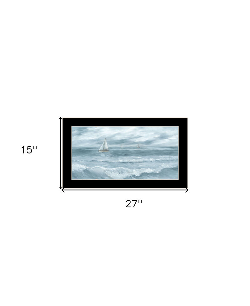 HomeRoots Three Sailboats Ocean Scene Black Framed Wall Art image number 4
