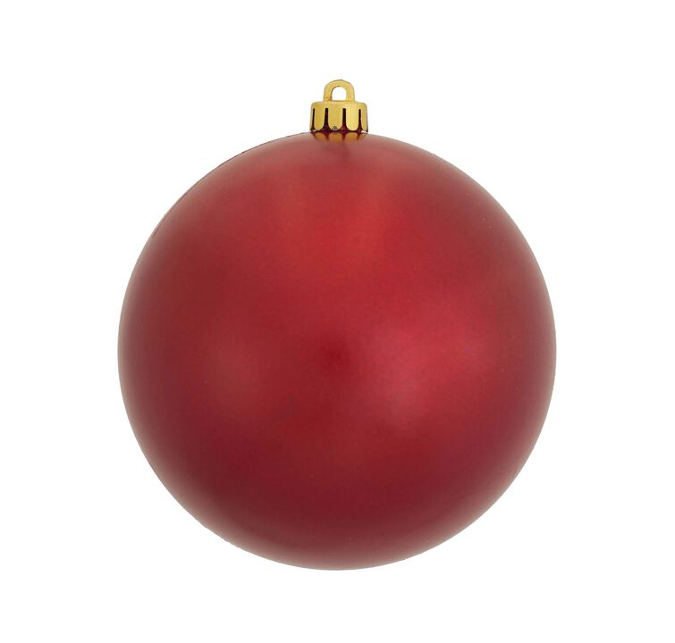 Vickerman 4.75 Candy Finish Shatterproof Christmas Ball Ornament, UV Resistant with Drilled Cap, 4 per Bag, Red
