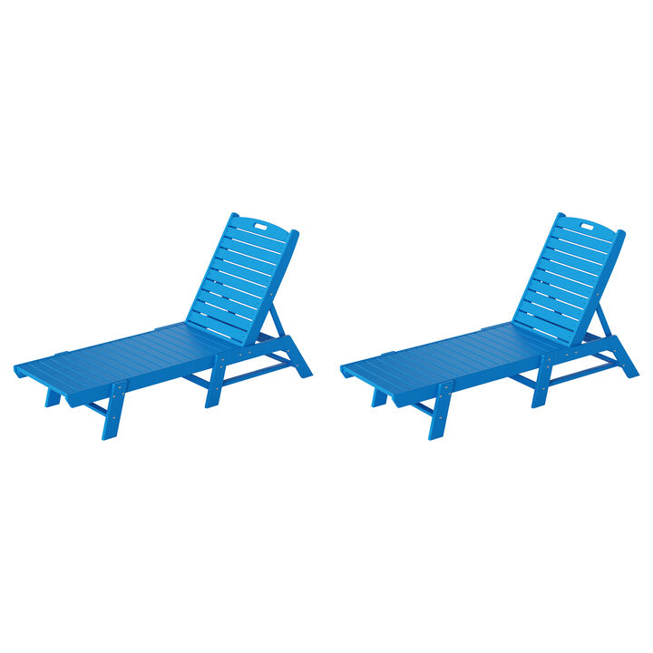 Reclining Outdoor Patio Adjustable Chaise Lounge Chair (Set of 2)