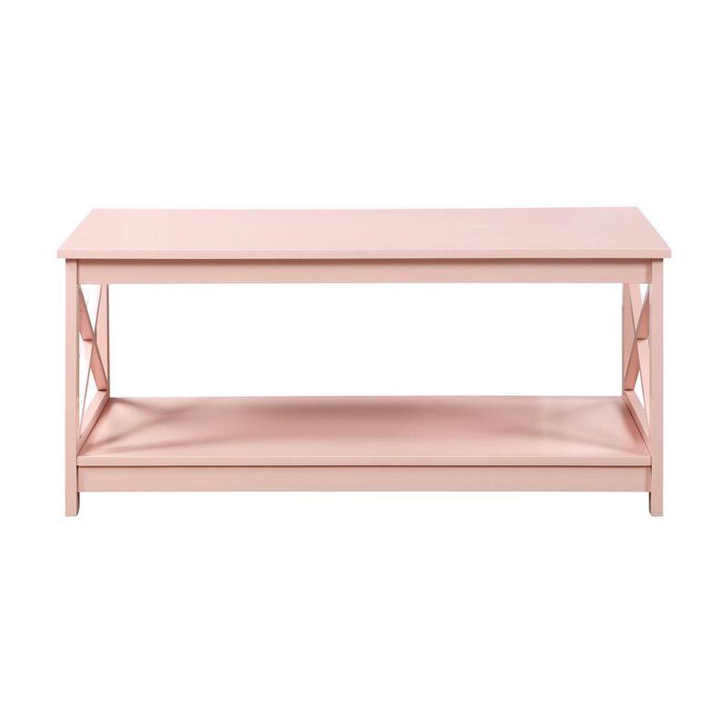 Convenience Concepts Oxford Coffee Table with Shelf Blush Pink