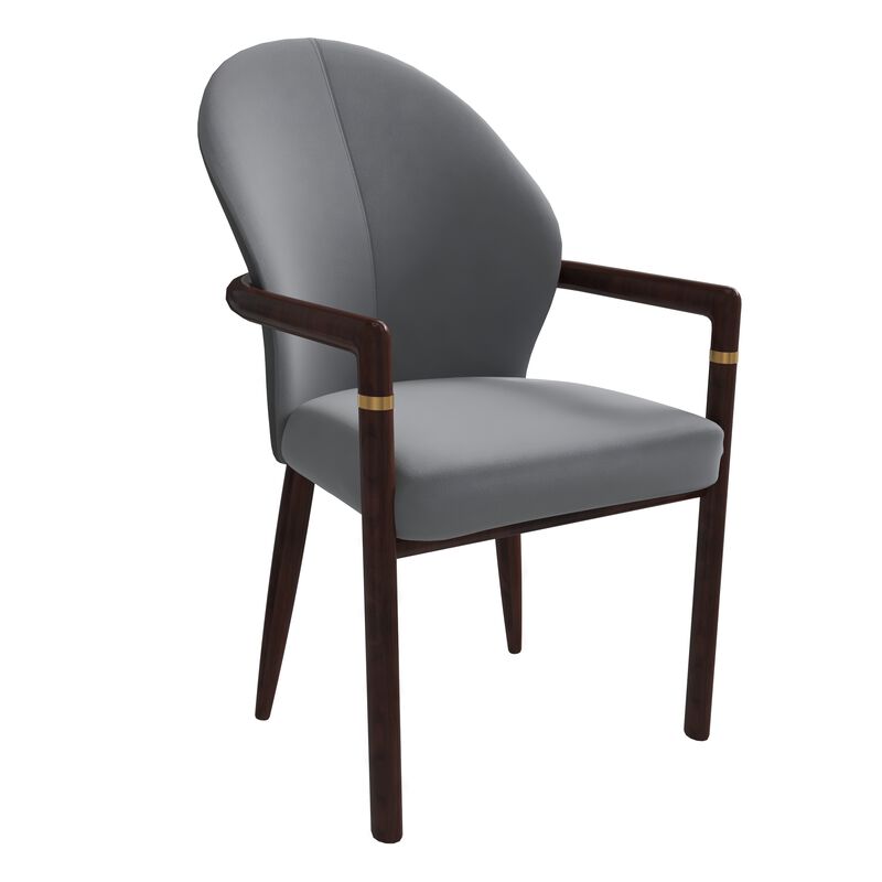 LeisureMod Dining Chair Velvet Fabric Kitchen Chair Ergonomic Armchair with Rubberwood Base and Gold Accents Padded Seat and Back for Modern Home and Office Opaline Series