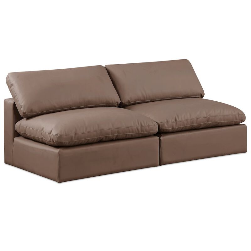 Meridian Furniture Comfy Brown Vegan Leather Modular Sofa