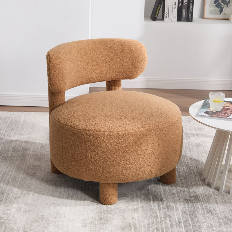 GOODSILO Teddy Fabric Armless Accent Chair with Curved Backrest for Living Room and Bedroom Comfort Seating image number 1