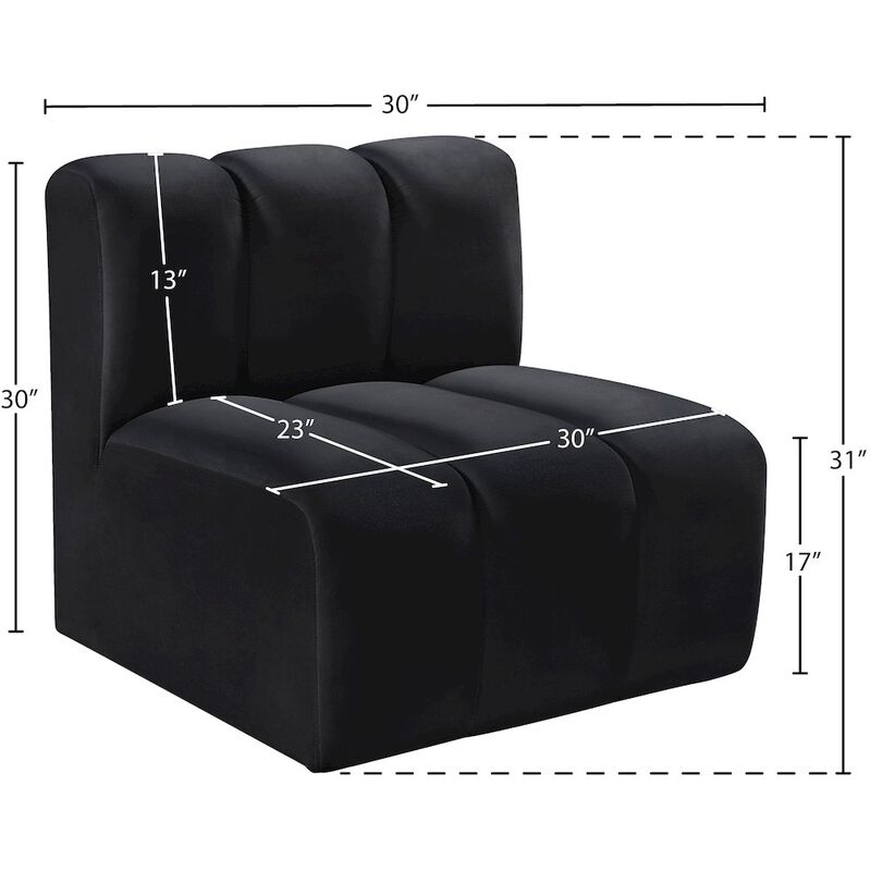 Meridian Furniture Arc Black Velvet Straight Chair