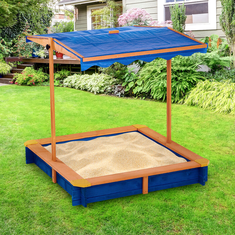 Teamson Kids - Outdoor Summer Sand Box - Wood / Blue image number 3