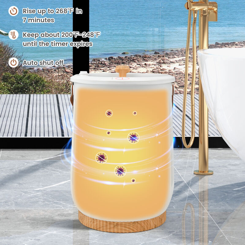 Luxury Bucket Towel Warmer with 4 Timer Settings and Portable Handle-White