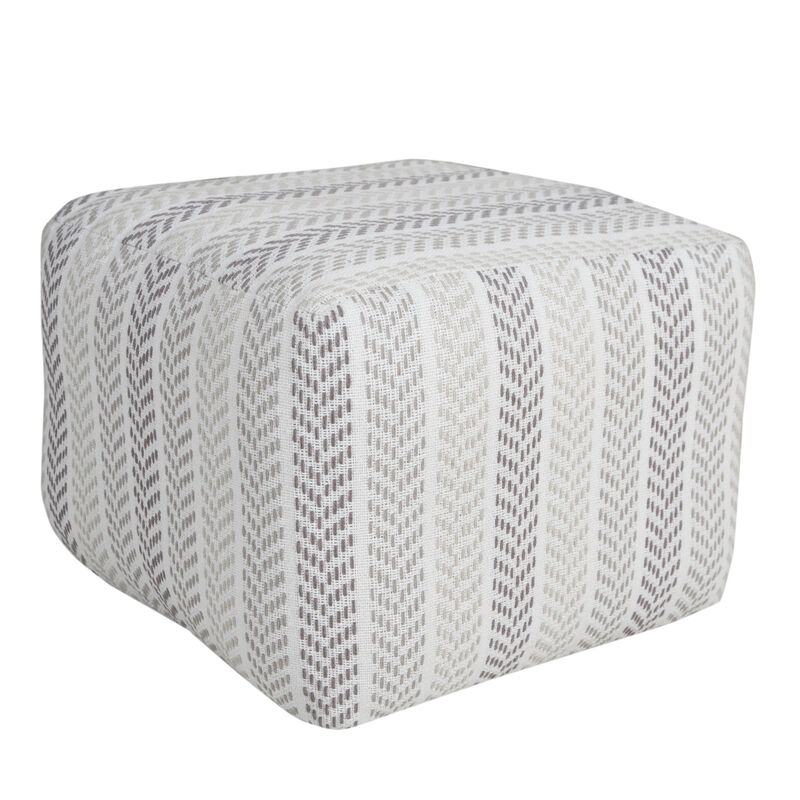Cotton Pouf Ottoman – Chevron Accent for Living Room or Bedroom