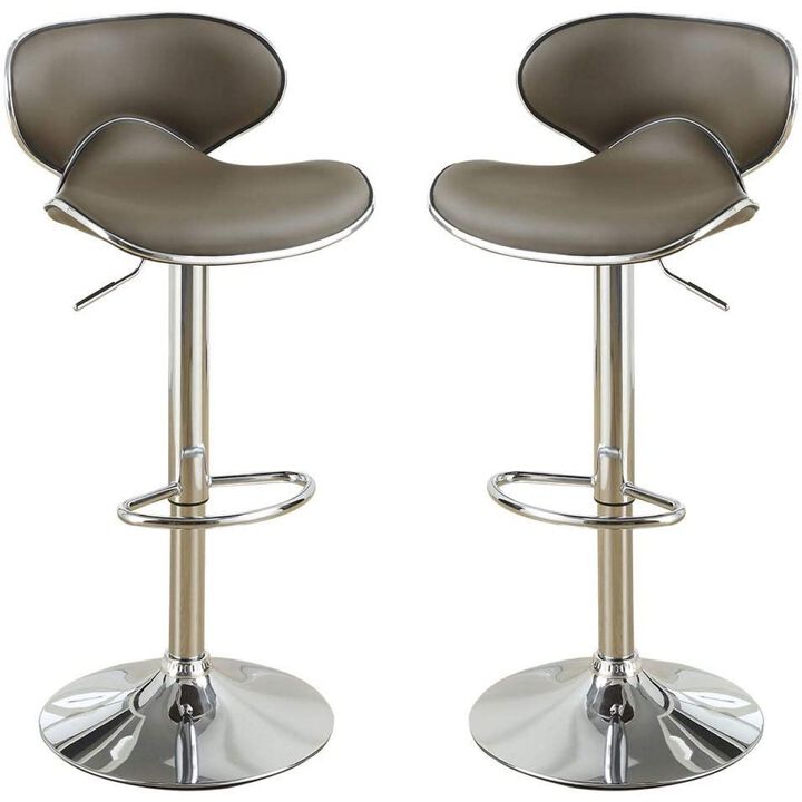Espresso Faux Leather PVC Barstool Counter Height Chairs Set of 2 Adjustable Height Kitchen Island Stools