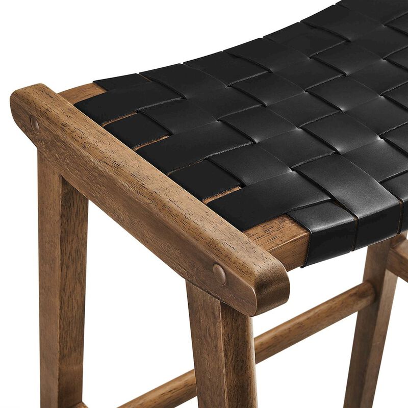 Saoirse Leather Wood Bar Stool Set of 2 image number 6