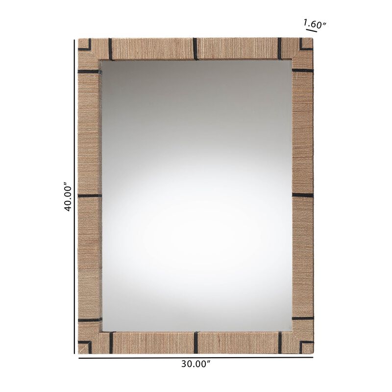 bali & pari Mirai Bohemian Woven Grasscloth Rectangle Accent Mirror image number 4