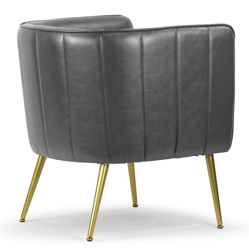 Glamour Home Avian Gray Faux Leather Accent Chair with Decorative Stitching