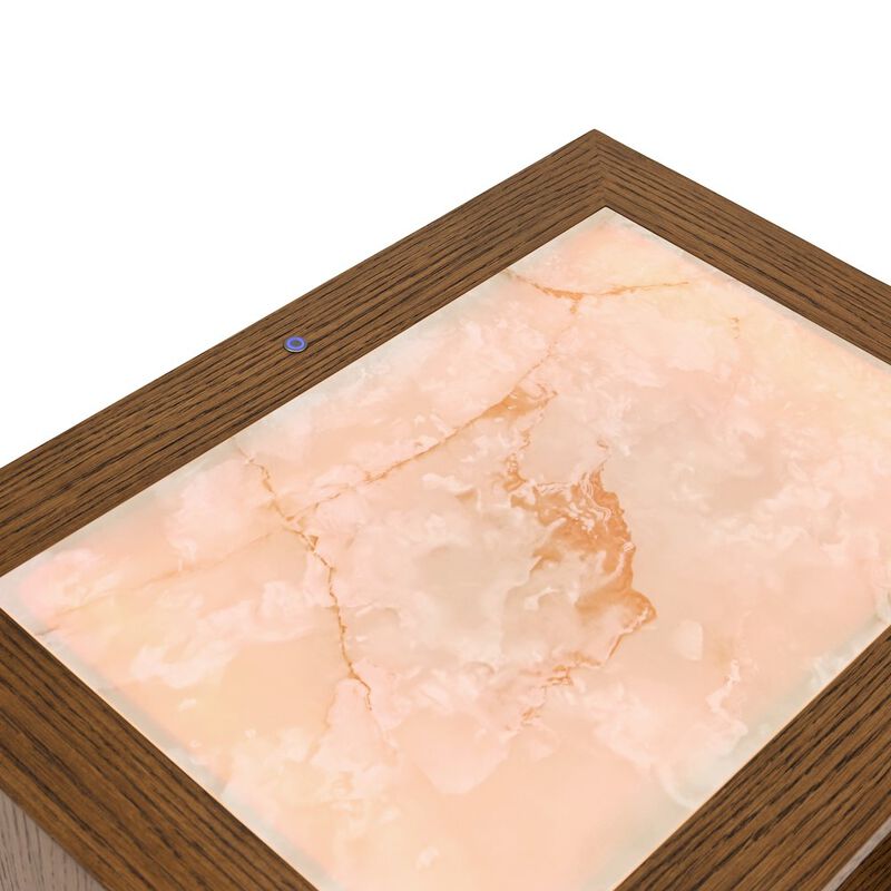 Portrait 1-Drawer Nightstand with LED Lights - Sienna Brown image number 7