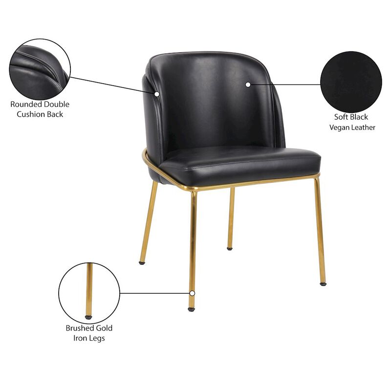 Meridian Furniture Jagger Black Vegan Leather Dining Chair, Set of 2