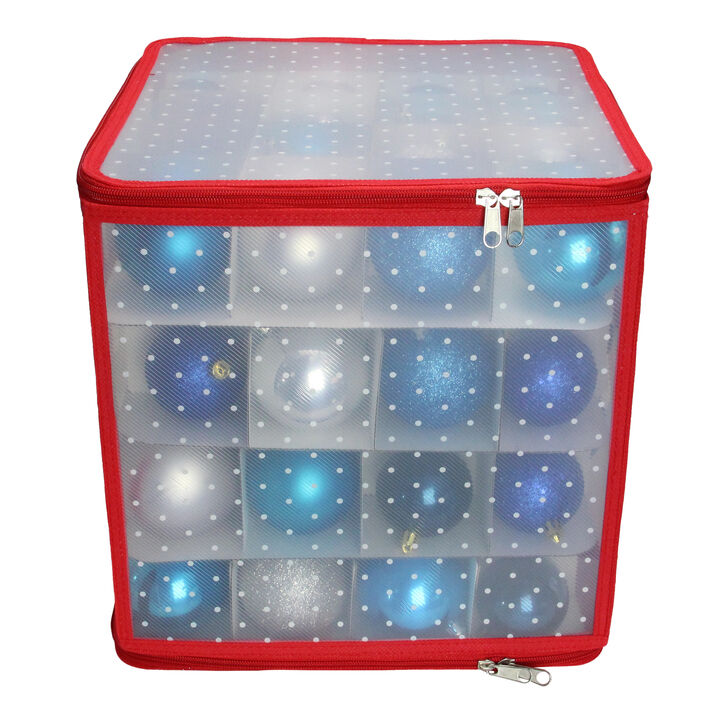 12.5" Transparent Zip Up Christmas Storage Box - Holds 64 Ornaments