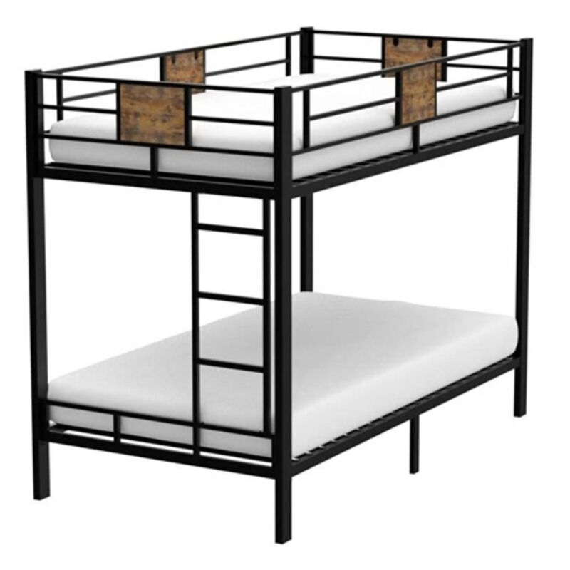 Sturdy Metal Bunk Bed with Built-In Side Ladder – Industrial Design