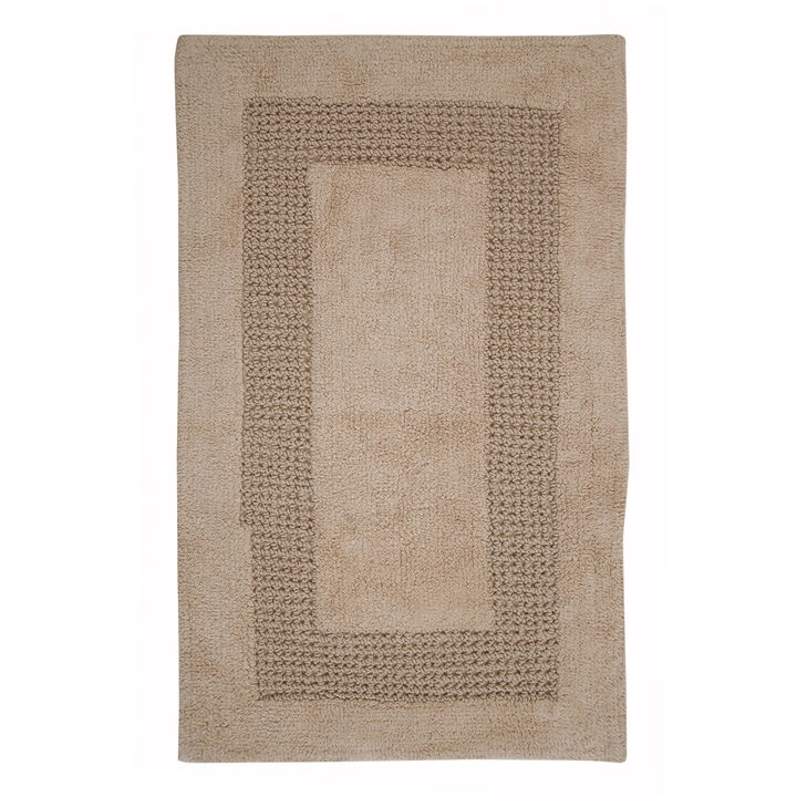 Classic Racetrack Cotton Bath Rug 20" x 30" Natural by Perthshire Platinum Collection