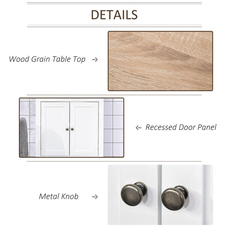 U Shaped Bathroom Vanity with Metal Knob, Wood Grain Table Top and Recessed Door Panel, Bathroom Sink Cabinets, Vanity Sink, White/Wood