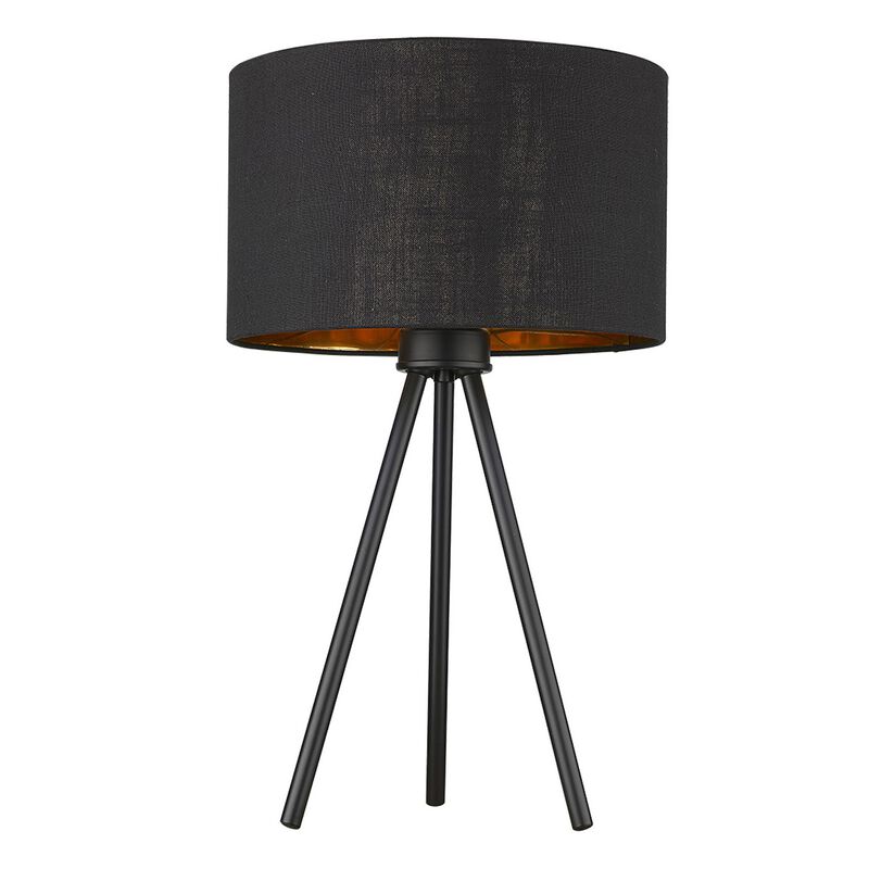 Hivvago 22" Black Metal Tripod Table Lamp With Black Drum Shade