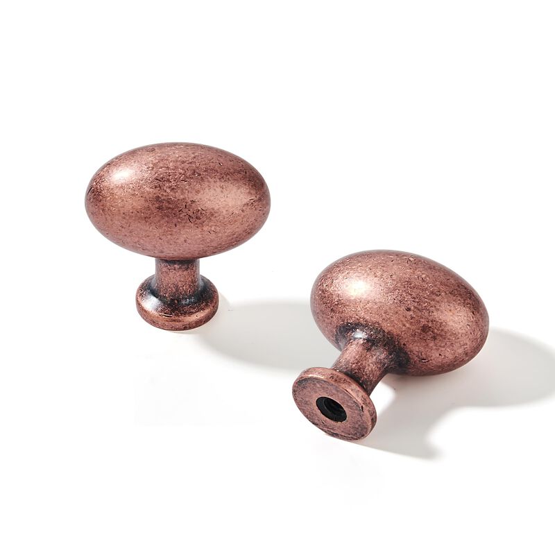 Khtumeware 10 Pack Antique Copper Oval Drawer Knobs - 1-3/8 inch(35mm), Zinc for Dresser Drawers