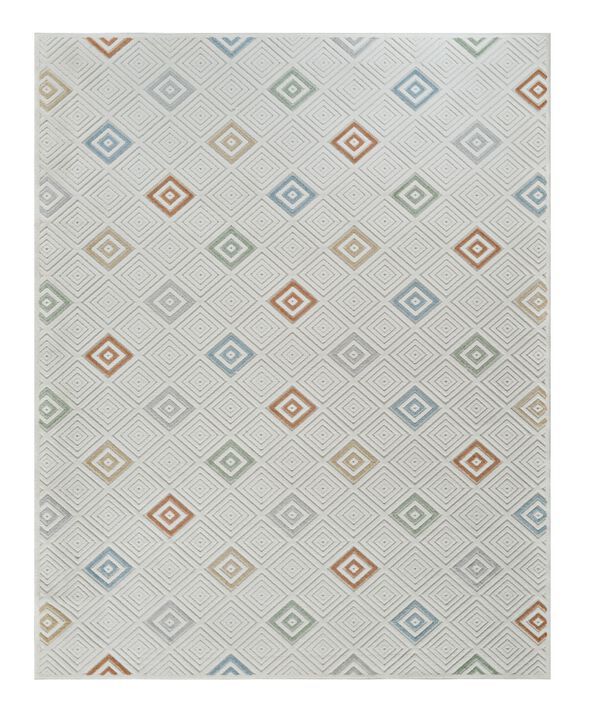 HomeRoots Geometric Distressed Indoor Outdoor Area Rug