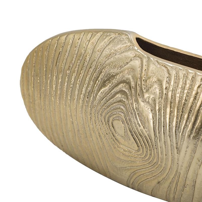 HomeRoots 7" Gold Aluminum Oval Disc Table Vase image number 4