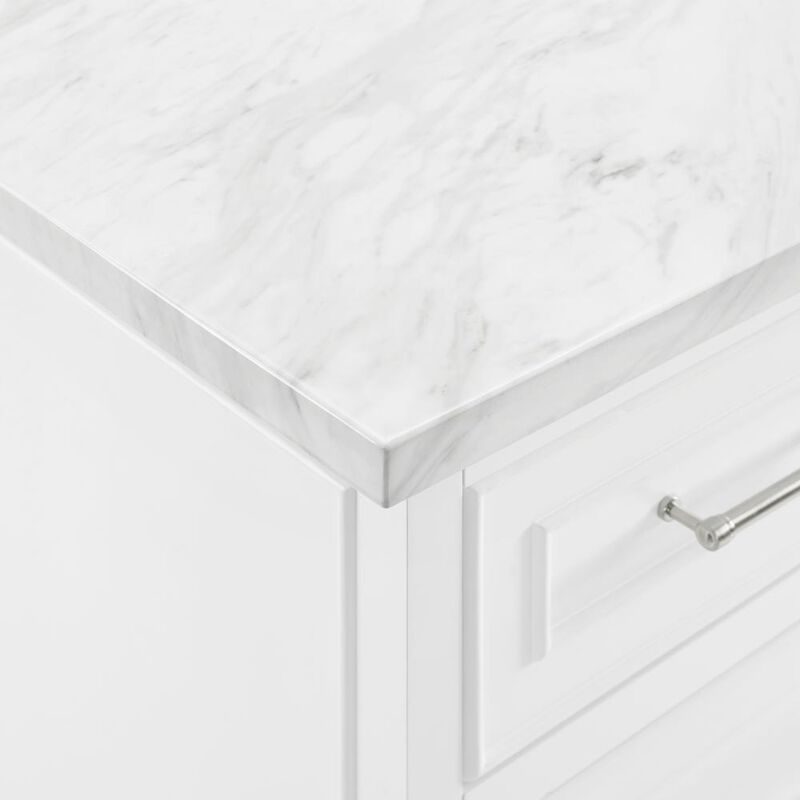 Crosley Furniture Cutler Faux Marble Top Kitchen Island W/X-Back Stools