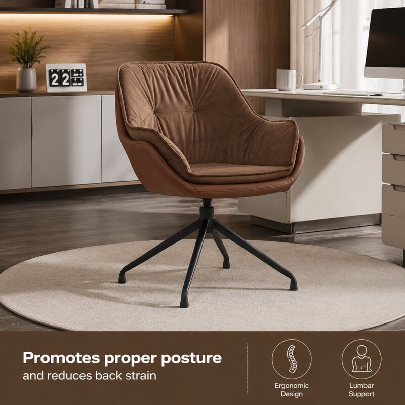 GOODSILO Ergonomic High Back Faux Leather Office Chair with Adjustable Height, 360&deg; Swivel and Soft Padding for All-Day Comfort image number 4