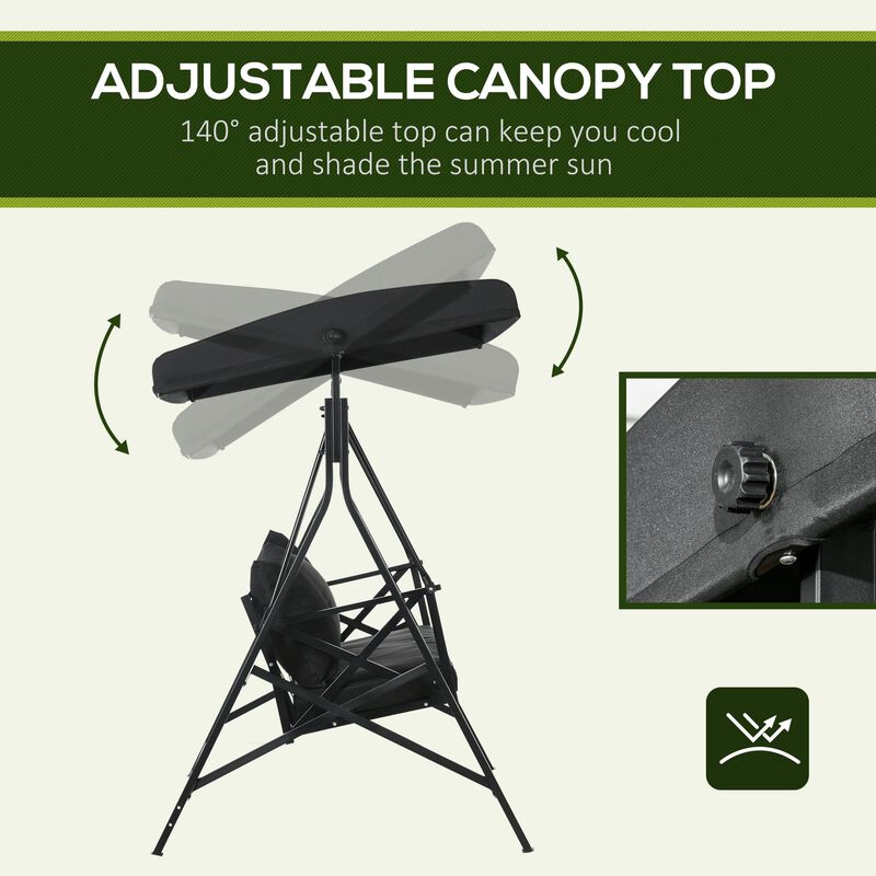 Hivvago 3-Seat Patio Swing with Adjustable Canopy image number 4