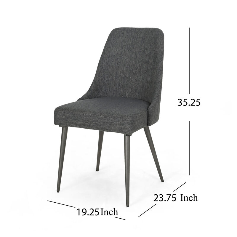 Dining Side Chair Set of 2, Smooth Textured Gray Fabric Armless Design image number 1