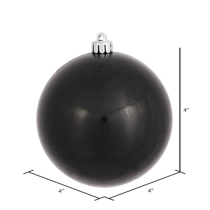 Vickerman Candy Finish Shatterproof Christmas Ball Ornament, UV Resistant with Drilled Cap, 6 per Bag, 4", Black