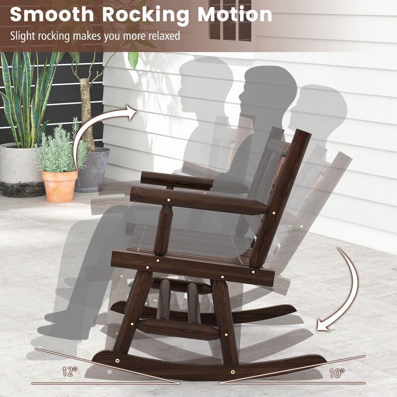 Patio Rocking Bench Double Rocker Chair with Ergonomic Seat 2-Person Loveseat