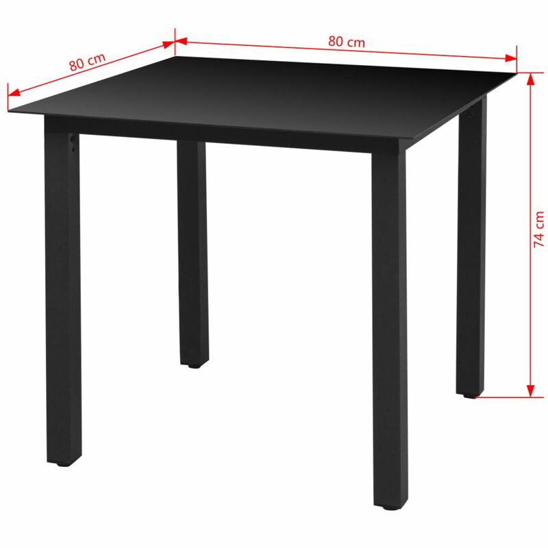 vidaXL Garden Table Black 31.5"x31.5"x29.1" Aluminium and Glass
