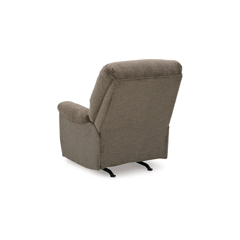Ead Manual Rocker Recliner Chair, Plush Foam, Nutmeg Brown Polyester - Benzara