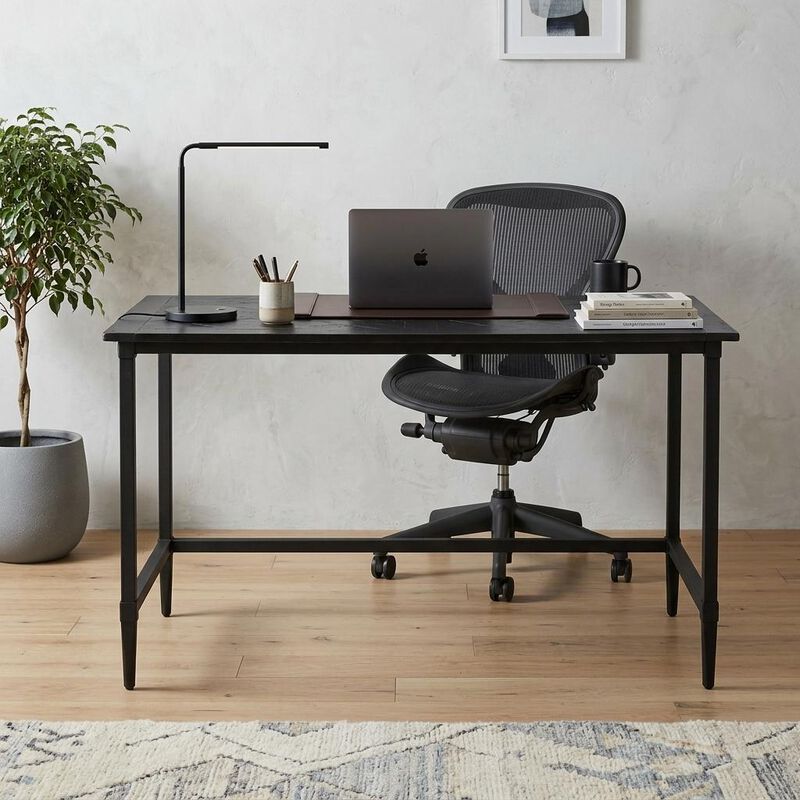 HomeRoots 53" Black Wood Sled Writing Desk image number 1