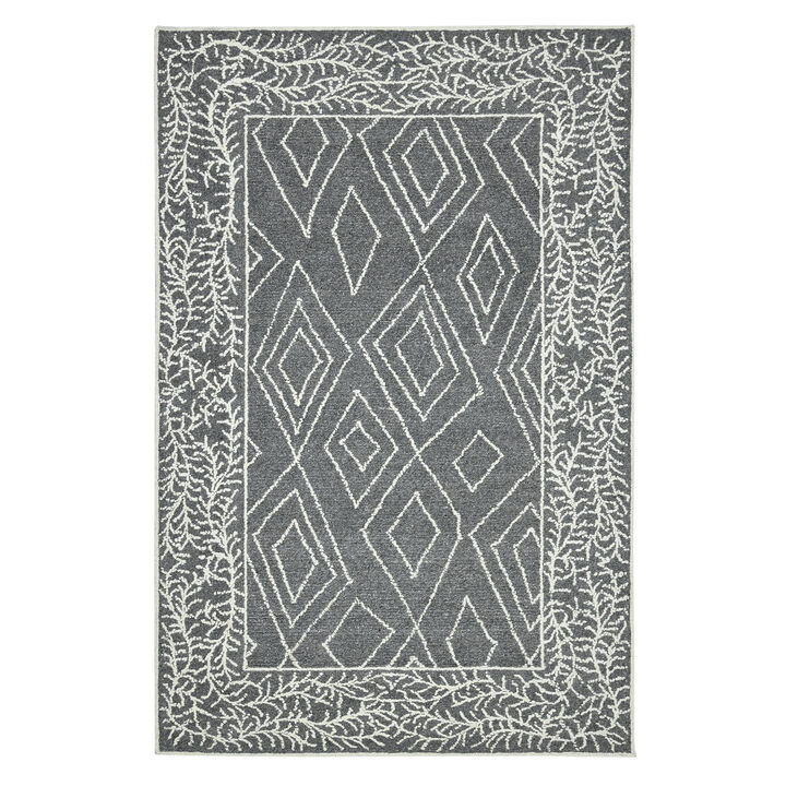HomeRoots Wool Geometric Hand Hooked Area Rug