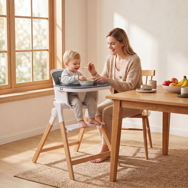 4-in-1 Baby High Chair with Removable Adjustable Feeding Tray
