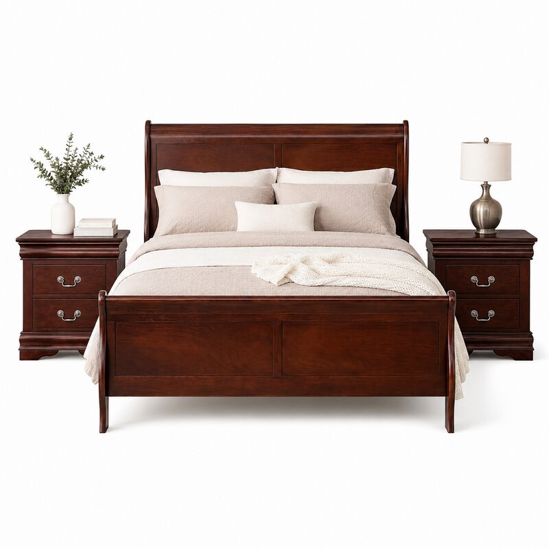 Bedroom Set, Wood, 3 Piece Set with 2 Nightstands image number 0