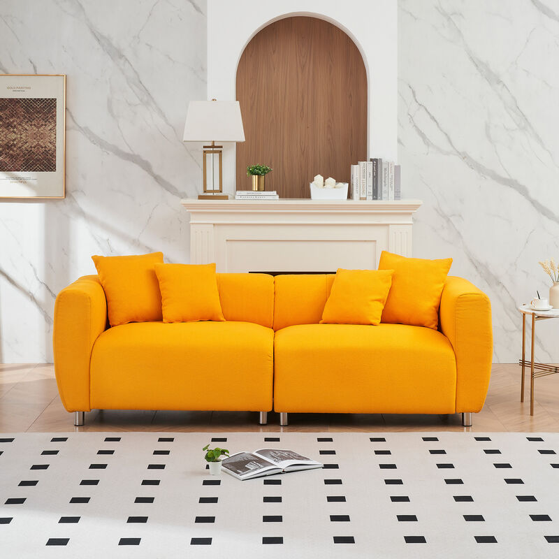 Merax Oversized Mid-Century Loveseat Sofa with Lambswool Fabric