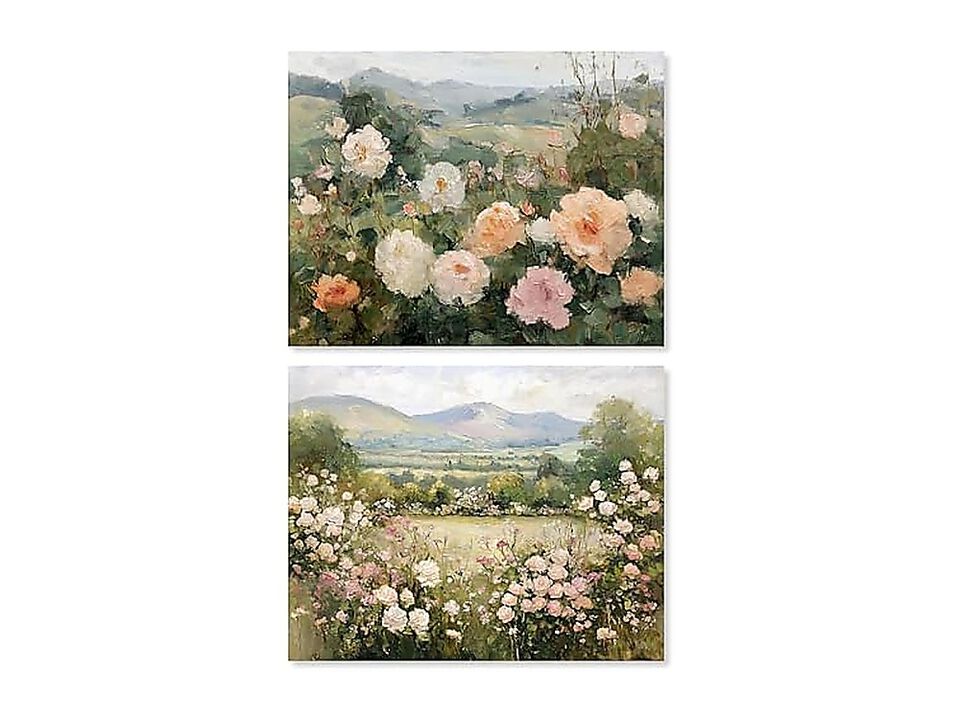 Blush Pink Bedroom Botanicals Canvas Farmhouse Wall Decor Set 2 Gallery Wrapped