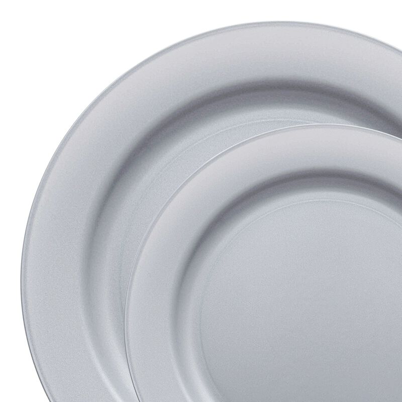 Matte Steel Gray Round Plastic Dinnerware Value Set (40 Sets) image number 9