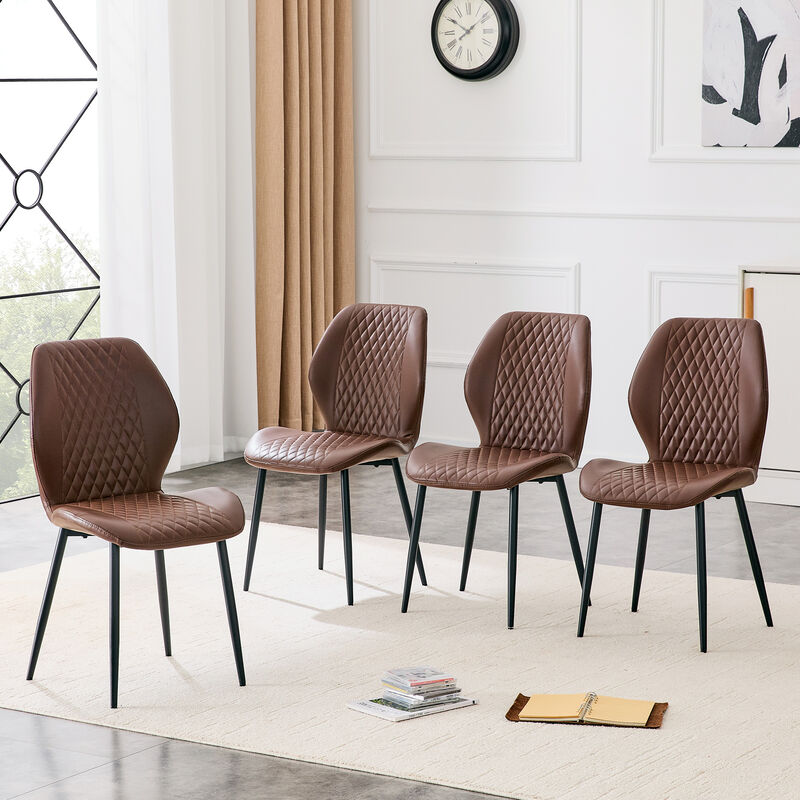 Whisen 4-Pack PU Leather Dining Chairs with Metal Legs, Light Luxury Upholstered Accent Chairs for Dining Room, Office, Study image number 3
