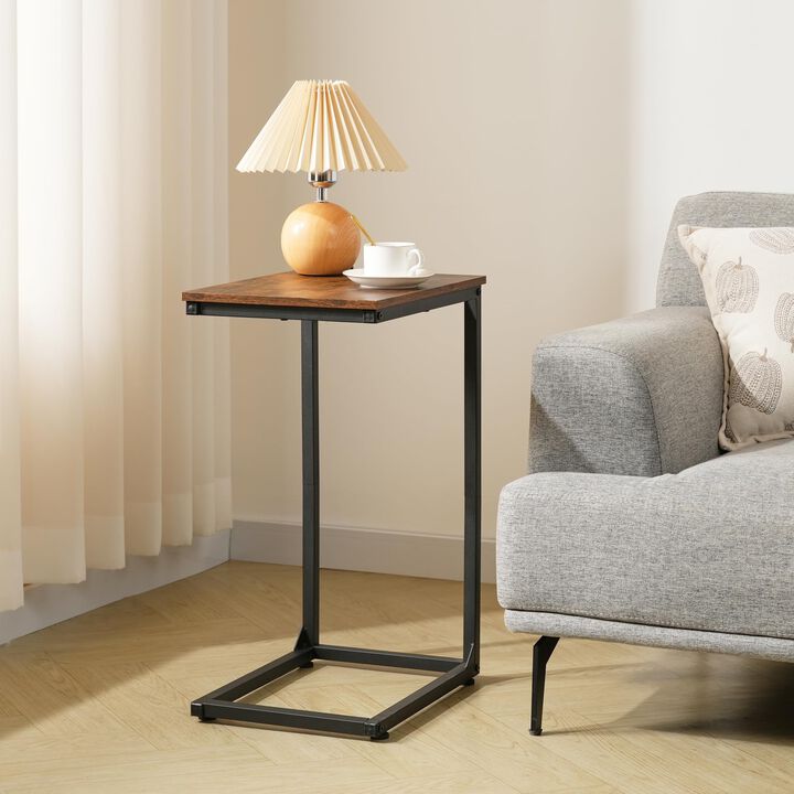 DALEMHOME C Shaped End Table Set of 2, Couch Side Table for Small Spaces, Slide Under Sofa TV Tray Snack Arm Table for Living Ro