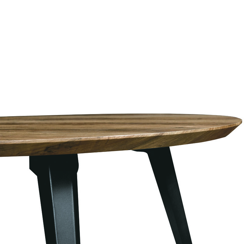 LeisureMod Ravenna Modern Round Wood 47" Dining Table With Metal Legs
