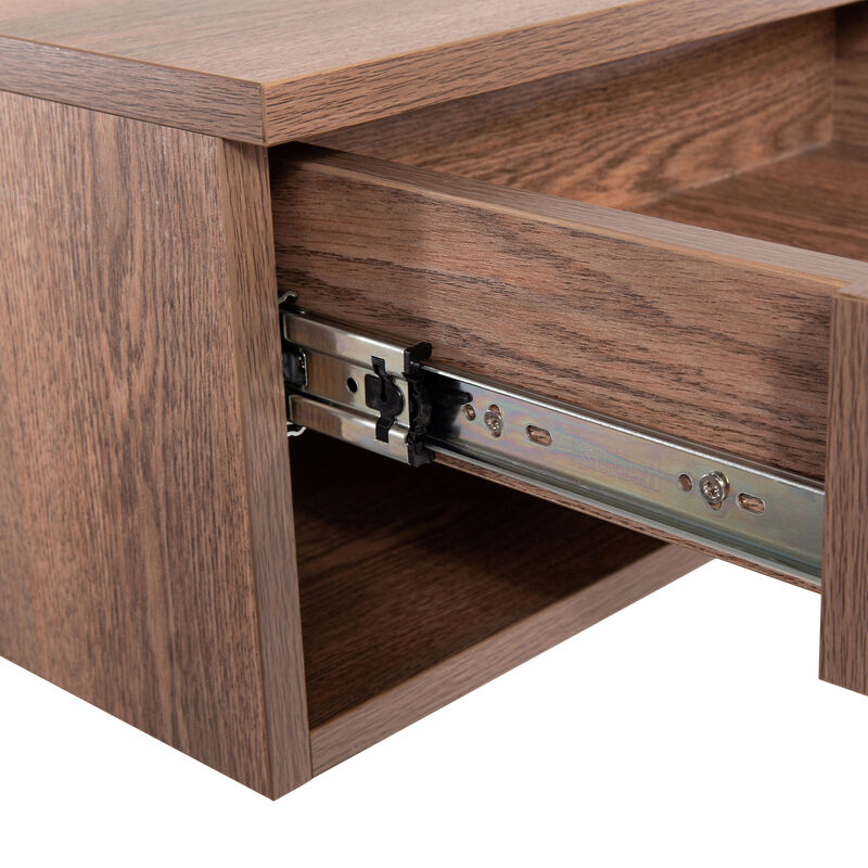 Ettore Mid-Century Modern Floating Wall Mounted Nightstand with Soft-Close Drawer and Cable Hole